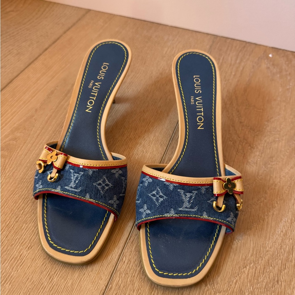 louis vuitton denim heels